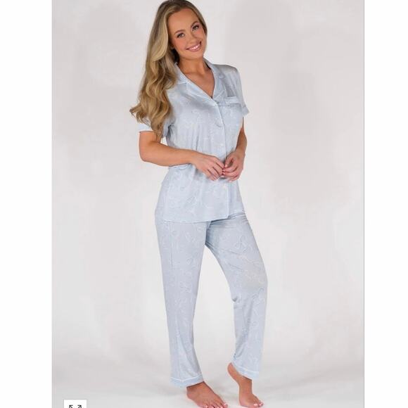 In My Sundays Other - In My Sundays Heirloom Bows Sky Blue Pajama Set XL Tencel Button Front Lounge